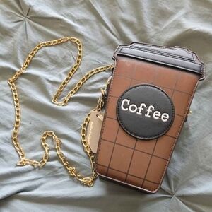 Brown Coffee Cup Crossbody Bag